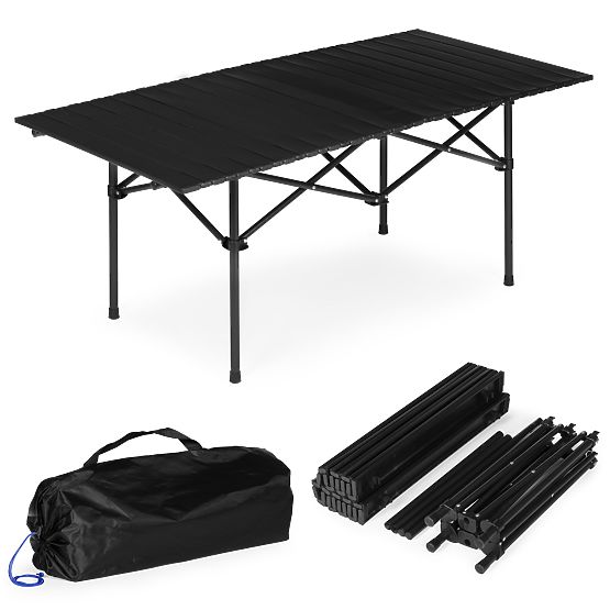 Folding Camping Table 120x55 cm with Bag Black MultiGarden