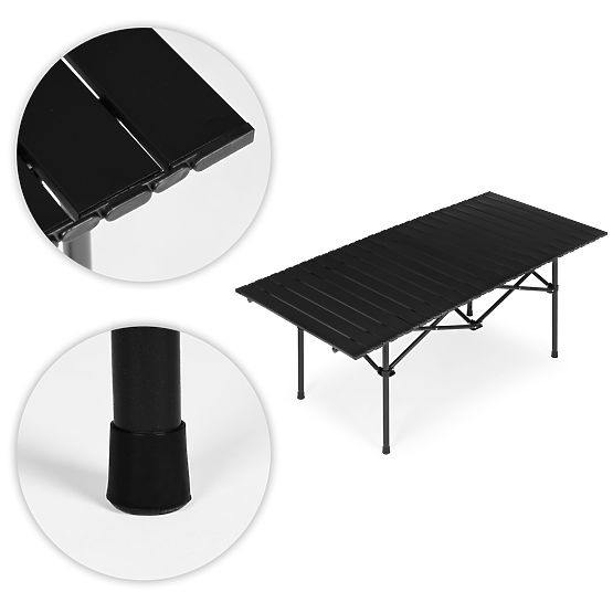 Folding Camping Table 120x55 cm with Bag Black MultiGarden