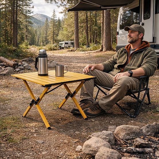 Folding Camping Table 60x60 cm with Bag MultiGarden