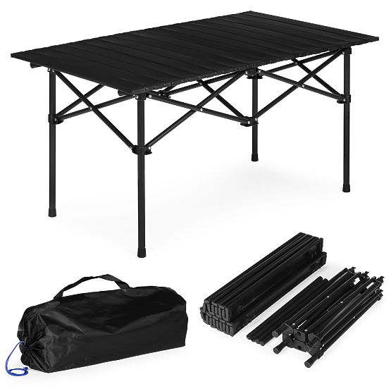 Folding Camping Table 95x55 cm with Bag Black MultiGarden