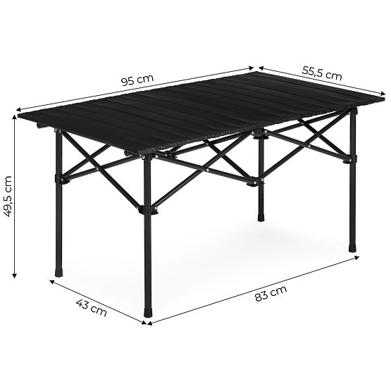 Folding Camping Table 95x55 cm with Bag Black MultiGarden