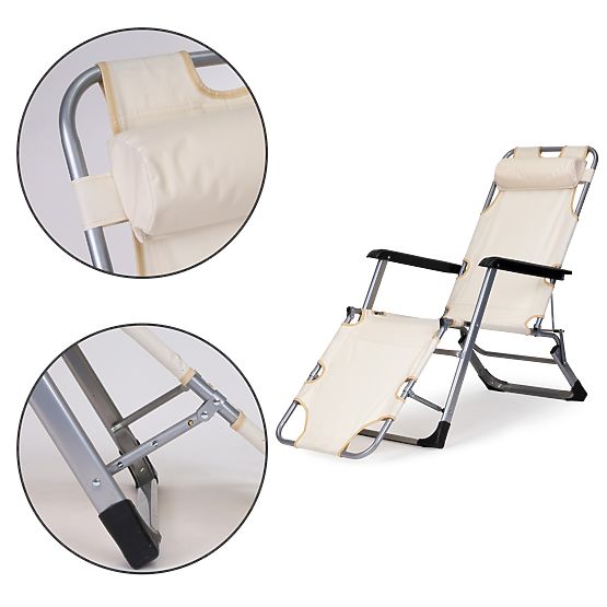 Folding Garden Beach Chair Lounger 2-in-1