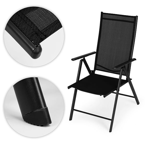 Folding Steel Garden Chair with Adjustable Backrest Black MultiGarden