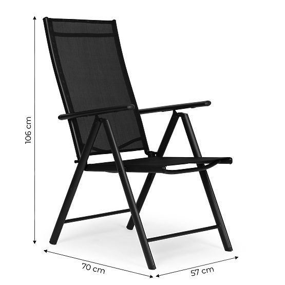 Folding Steel Garden Chair with Adjustable Backrest Black MultiGarden