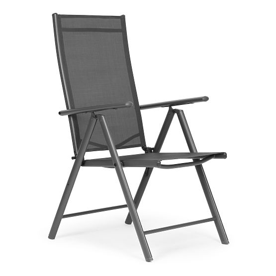 Folding Steel Garden Chair with Adjustable Backrest Grey MultiGarden