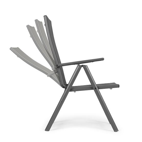Folding Steel Garden Chair with Adjustable Backrest Grey MultiGarden