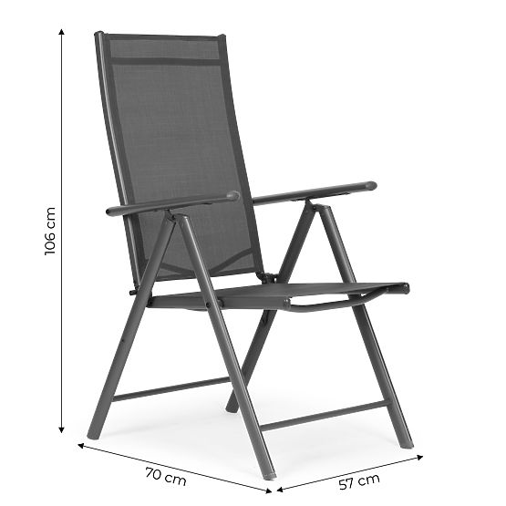 Folding Steel Garden Chair with Adjustable Backrest Grey MultiGarden