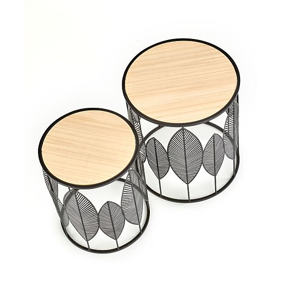 FOLLA set of 2 benches black / natural (1p=1pc)