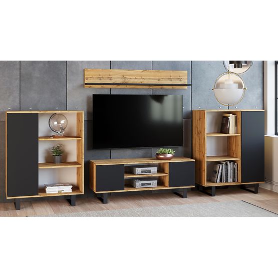 Fondi Cabinet Golden Craft Oak - Black, Loft Style
