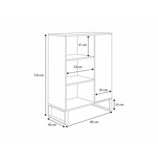 Fondi Cabinet Golden Craft Oak - Black, Loft Style
