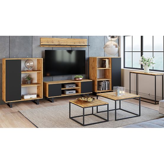 Fondi Cabinet Golden Craft Oak - Black, Loft Style