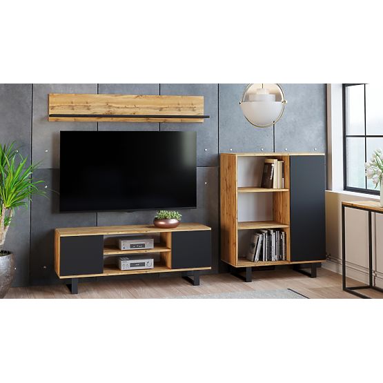 Fondi Cabinet Golden Craft Oak - Black, Loft Style