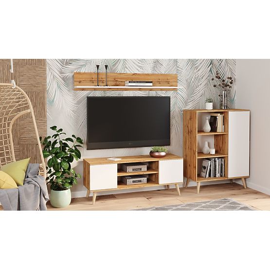 Fondi Cabinet Golden Craft Oak - White, Scandinavian