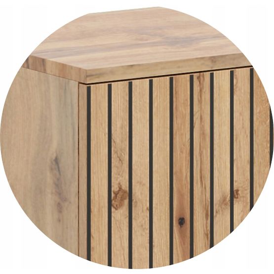 Fondi Cabinet Shelf Golden Craft Oak - Black, Slat Decor