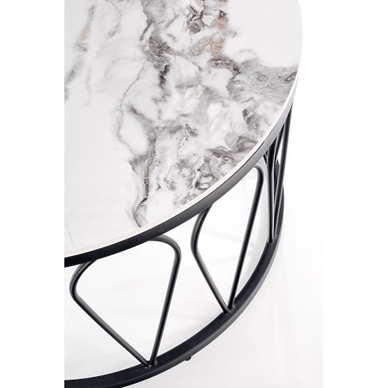 FORMOSA set of 2 benches, white marble / black (2pcs=1set)