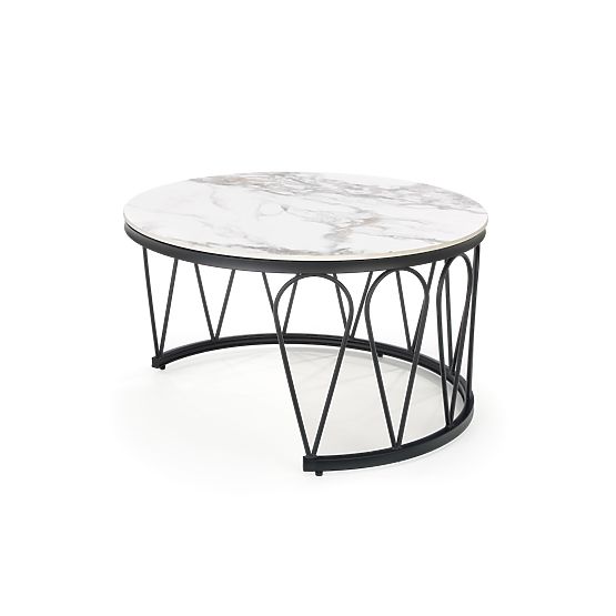 FORMOSA set of 2 benches, white marble / black (2pcs=1set)