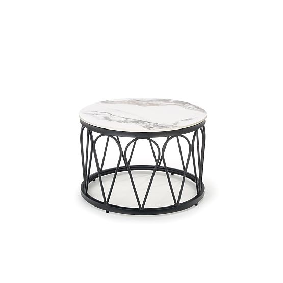 FORMOSA set of 2 benches, white marble / black (2pcs=1set)