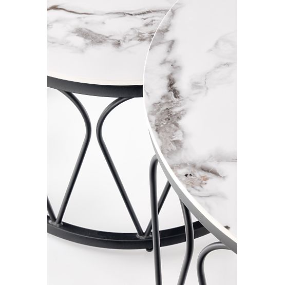 FORMOSA set of 2 benches, white marble / black (2pcs=1set)