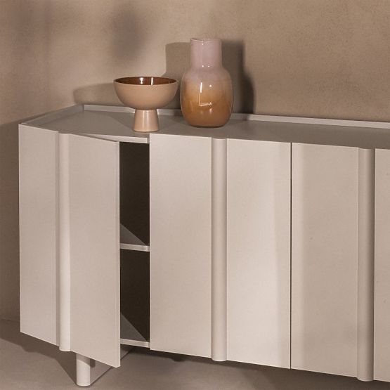 Four-Door Moss Sideboard in Cashmere, Rounded