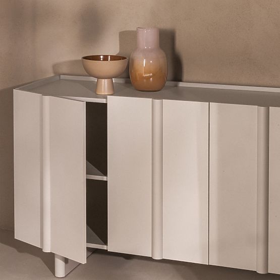 Four-Door Moss Sideboard in Cashmere, Rounded