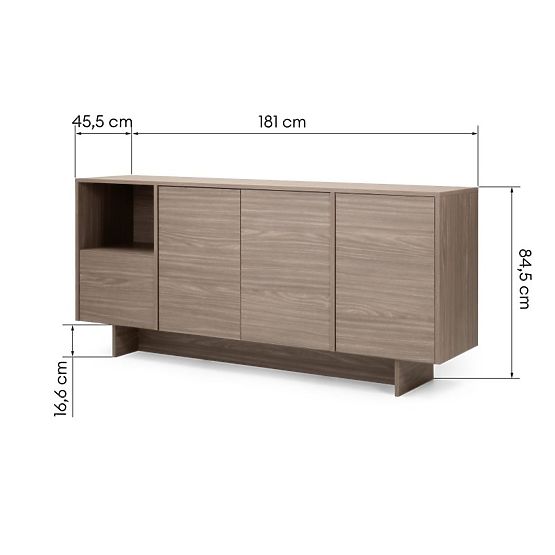Four-Door Sideboard Kanso, Pearl Oak