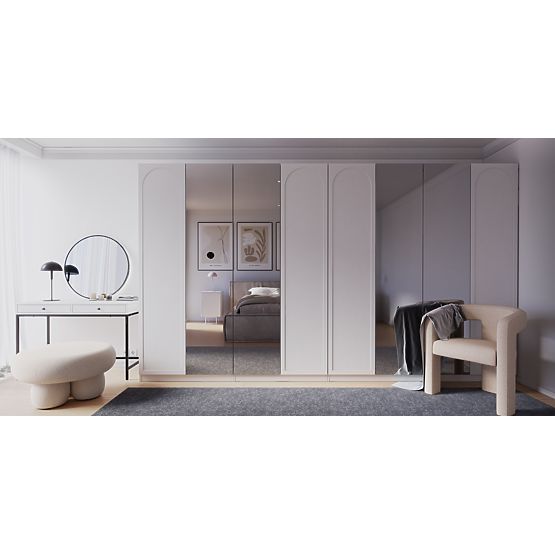 Four-Door Wardrobe Neroli, Arch/Mirror, White