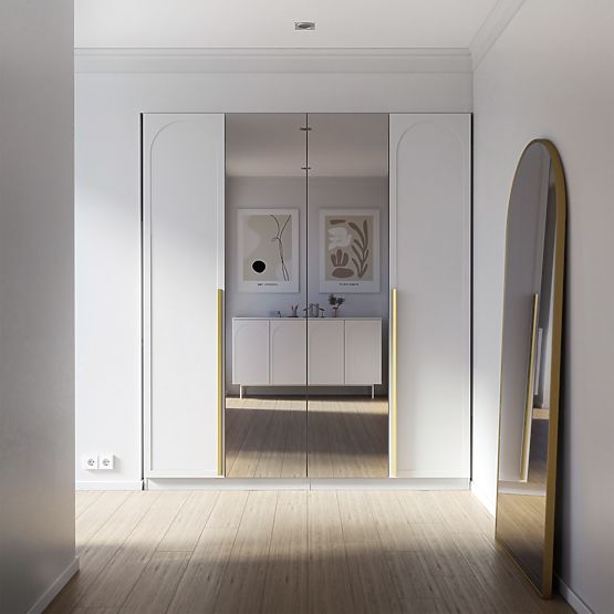 Four-Door Wardrobe Neroli, Arch/Mirror, White