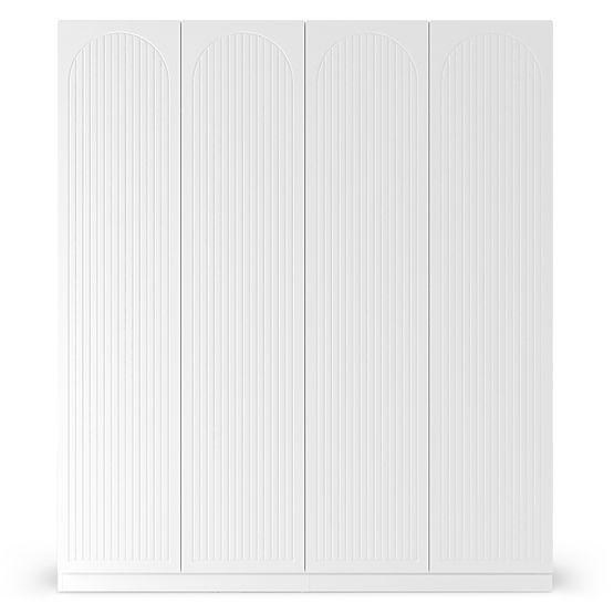 Four-Door Wardrobe Neroli, Arched Grooving, White
