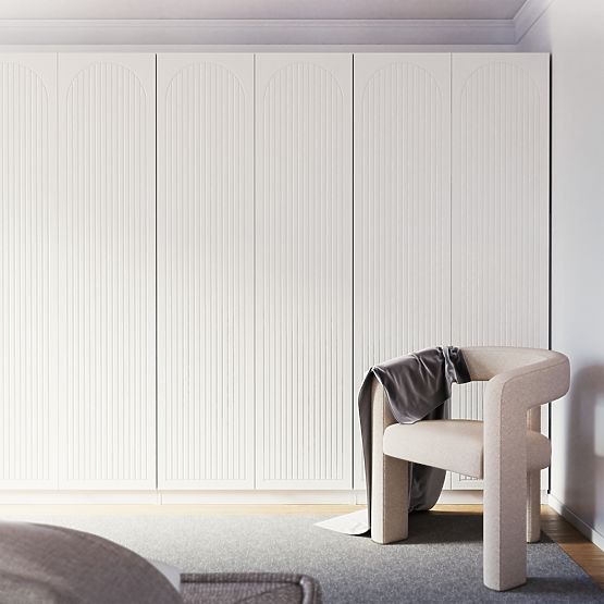 Four-Door Wardrobe Neroli, Arched Grooving, White