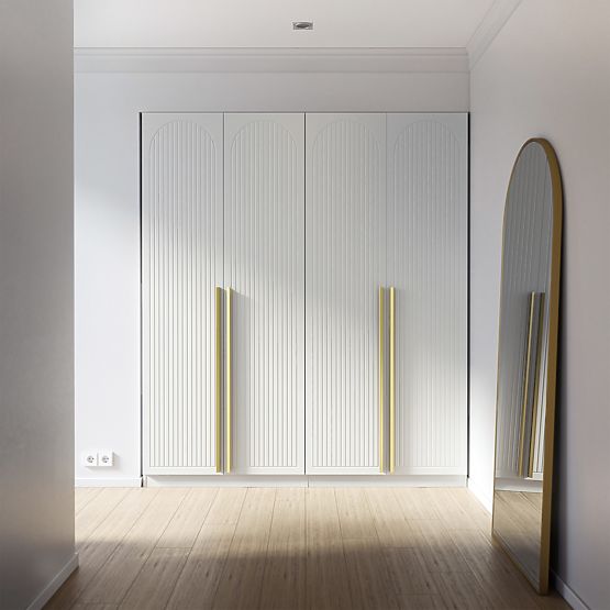 Four-Door Wardrobe Neroli, Arched Grooving, White