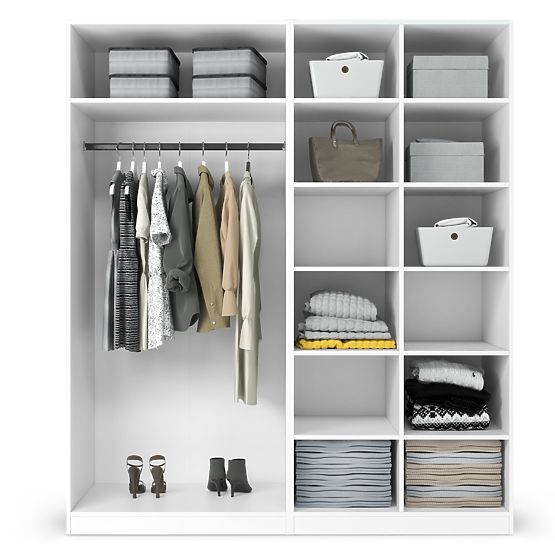 Four-Door Wardrobe Neroli, Grooves in Arch/Mirror, White