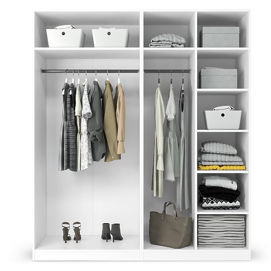 Four-Door Wardrobe Neroli, Grooves in Arch/Mirror, White