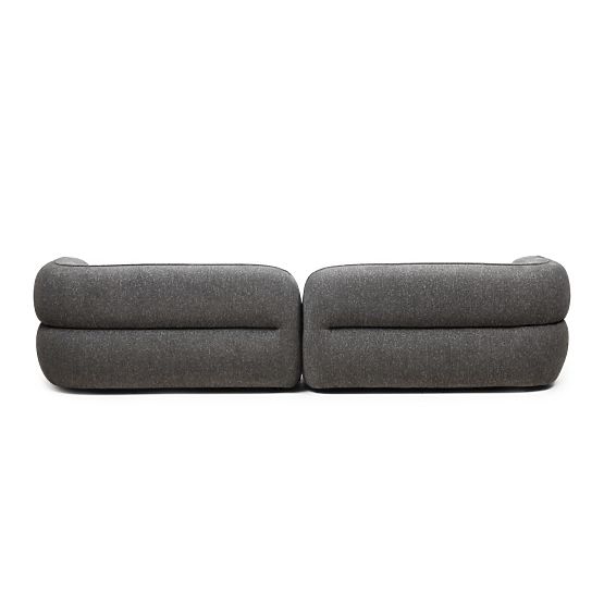 Four-seater living room sofa Luvio gray, rounded shapes