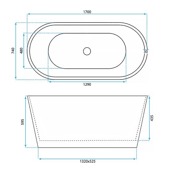 Freestanding Acrylic Bathtub OFELIA 170