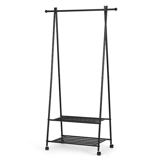 Freestanding Coat Rack with 2 Shelves for Clothes and Shoes ModernHome