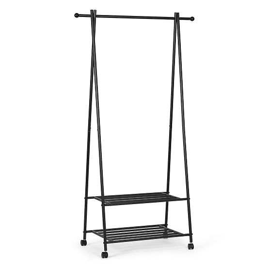 Freestanding Coat Rack with 2 Shelves for Clothes and Shoes ModernHome