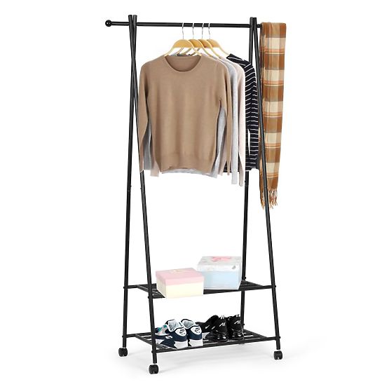 Freestanding Coat Rack with 2 Shelves for Clothes and Shoes ModernHome
