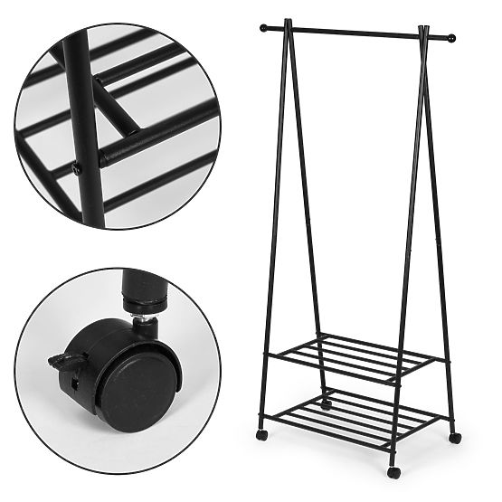 Freestanding Coat Rack with 2 Shelves for Clothes and Shoes ModernHome
