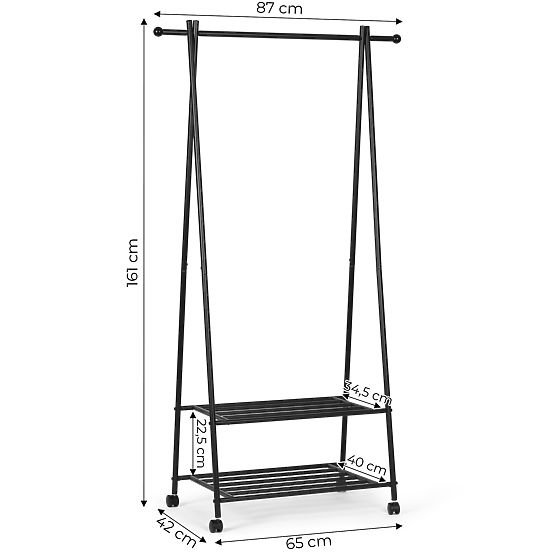 Freestanding Coat Rack with 2 Shelves for Clothes and Shoes ModernHome