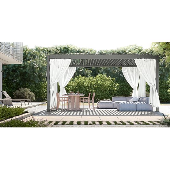 Freestanding Garden Pergola Antilla in Aluminum, 5x3 m, Bioclimatic, Adjustable Louvers, Anthracite