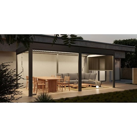 Freestanding Garden Pergola Antilla in Aluminum, 6x3 m, Bioclimatic, Adjustable Louvers, Anthracite