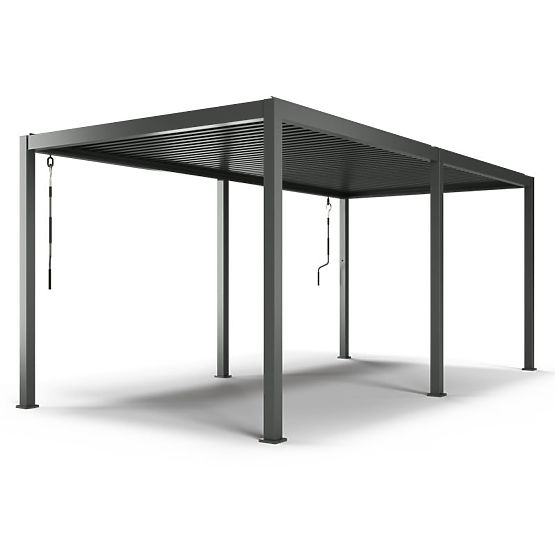 Freestanding Garden Pergola Antilla in Aluminum, 6x3 m, Bioclimatic, Adjustable Louvers, Anthracite