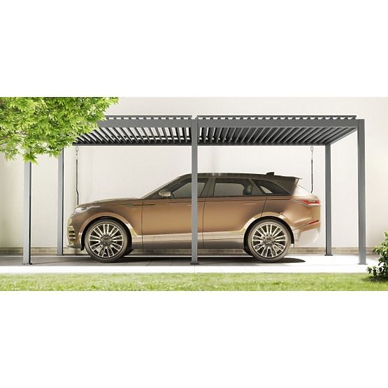 Freestanding Garden Pergola Antilla in Aluminum, 6x3 m, Bioclimatic, Adjustable Louvers, Anthracite
