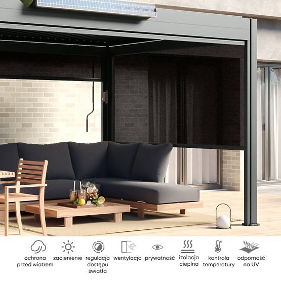 Freestanding Garden Pergola Antilla in Aluminum, 6x3 m, Bioclimatic, Adjustable Louvers, Anthracite