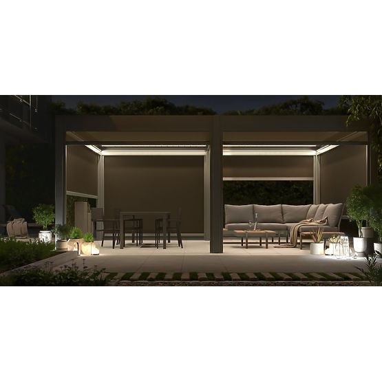 Freestanding Garden Pergola Lumera, Aluminum, 4x6 m, Bioclimatic, LED Lighting, Electric