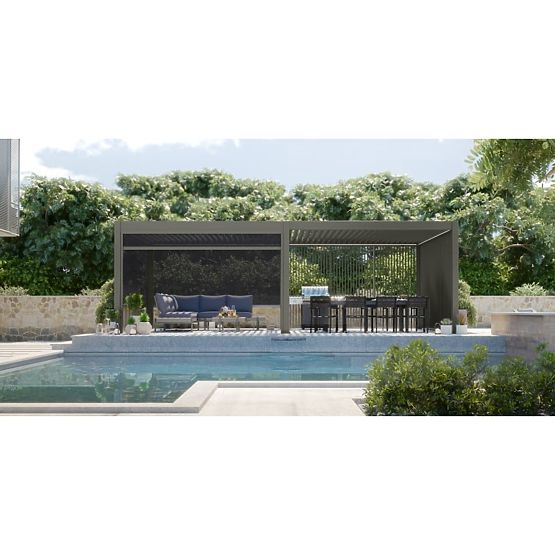 Freestanding Garden Pergola Lumera in Aluminum, 4x8 m, Bioclimatic, LED Lighting, Electric