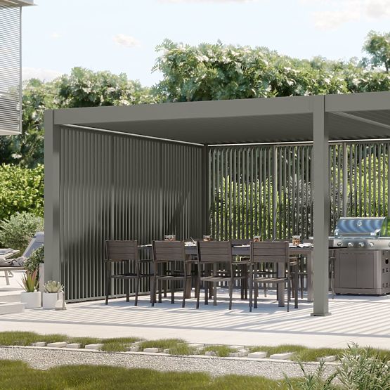 Freestanding Garden Pergola Lumera in Aluminum, 4x8 m, Bioclimatic, LED Lighting, Electric