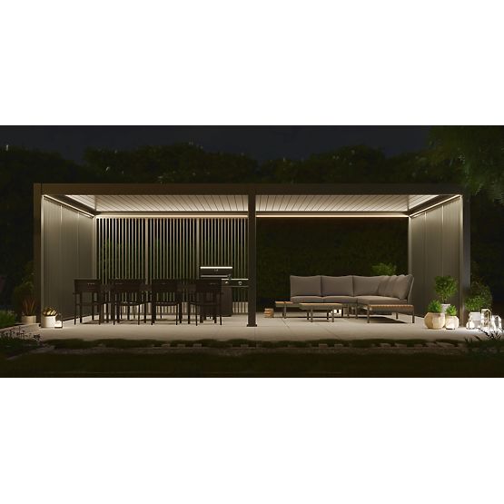 Freestanding Garden Pergola Lumera in Aluminum, 4x8 m, Bioclimatic, LED Lighting, Electric