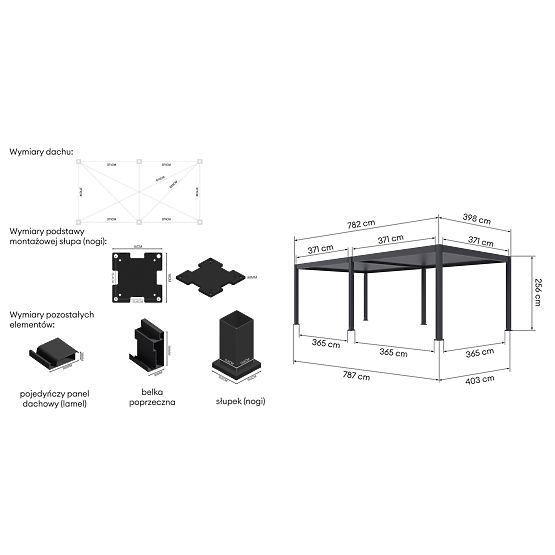 Freestanding Garden Pergola Lumera in Aluminum, 4x8 m, Bioclimatic, LED Lighting, Electric