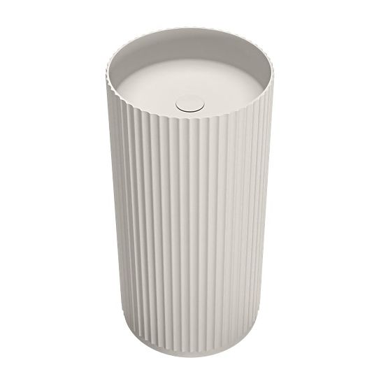 Freestanding Washbasin Ciriola, Composite, 45x90 cm, Light Gray, Ribbed